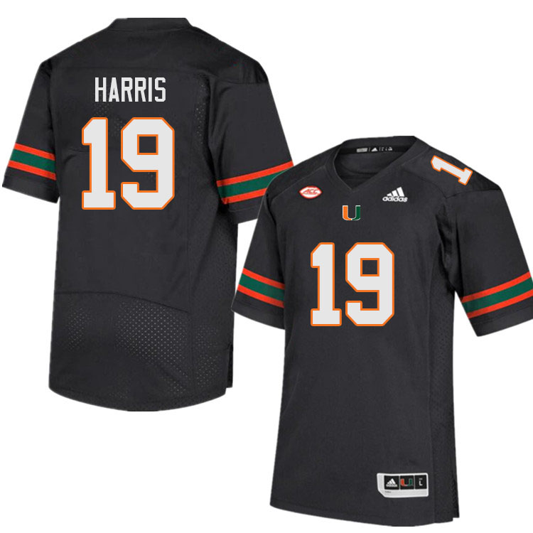 Men #19 Jaden Harris Miami Hurricanes College Football Jerseys Sale-Black